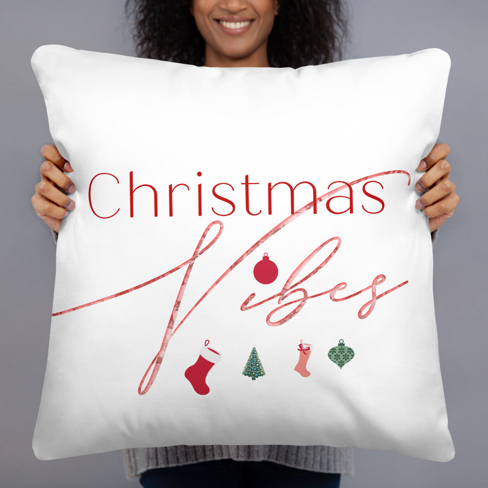Christmas Vibes Basic Pillow, Great Christmas Gift, Gift For Christmas, Holiday Season, Good Vibes, Holiday Fun, Pillow Talk, Christmas