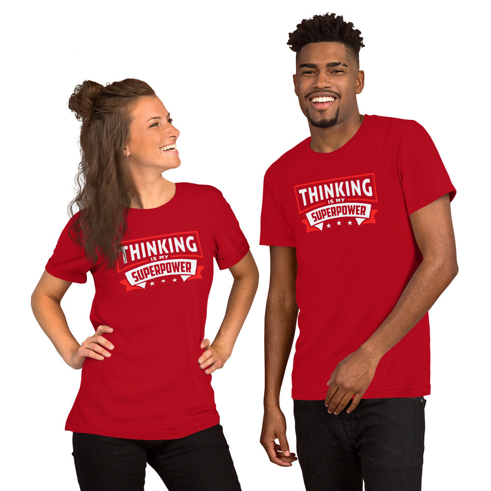 Thinking Is My Superpower Short-Sleeve Unisex T-shirt, Thinking Is Fun, SuperPower Thoughts, Full Thought Life, Mind Challenges, Great Gift