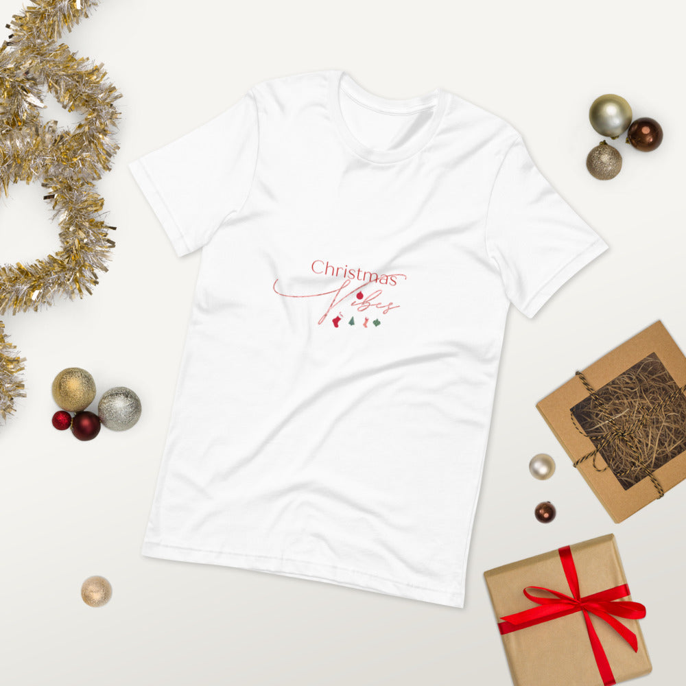 Christmas Vibes Short-Sleeve Unisex T-Shirt, Great Christmas Gift, Gift For Christmas, Holiday Season, Good Vibes, Holiday Fun, Christmas Sweater, Christmas, Holiday Vibes