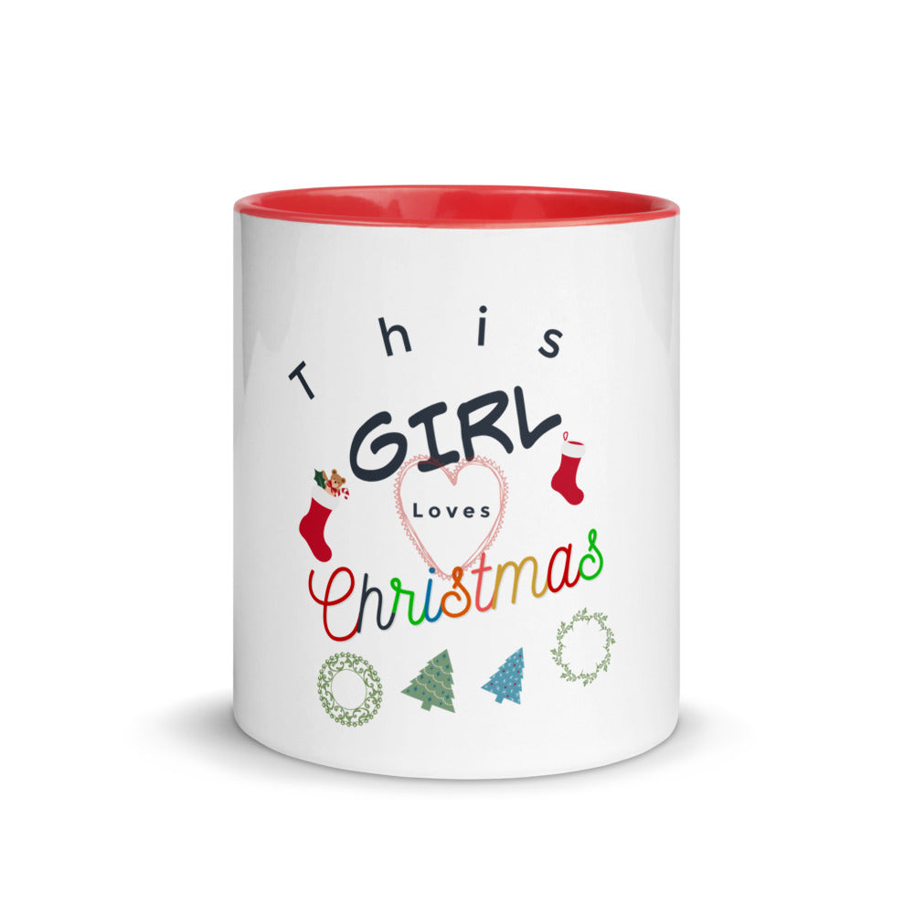 This Girl Loves Christmas Mug with Color Inside, Gift For Her, Christmas Gift