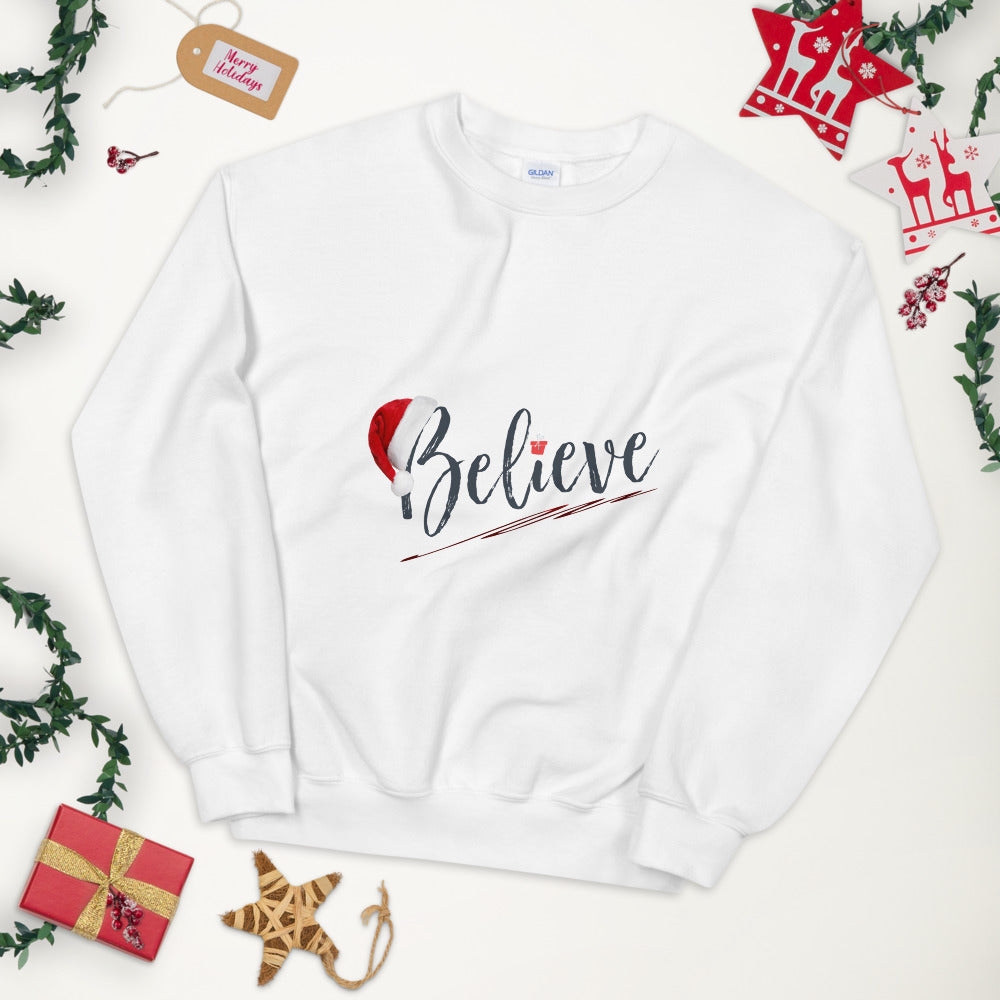 Believe Christmas Sweater, Women’s Christmas Shirt, Cute Women’s Christmas Shirt, Gift For Her, Christmas Party Shirt, Women’s Christmas Top, Holiday Tee