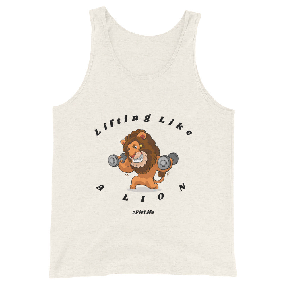 Funny Fitness Workout Gift Unisex Tank Top Lifting Like A Lion Fit Life Gym Fanatic Sleeveless