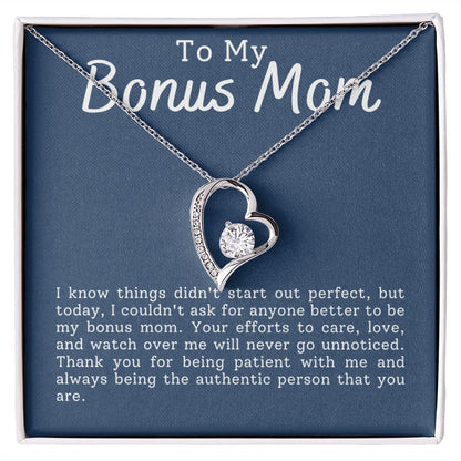 To My Bonus Mom Thank You For Being Patient Forever Love Necklace