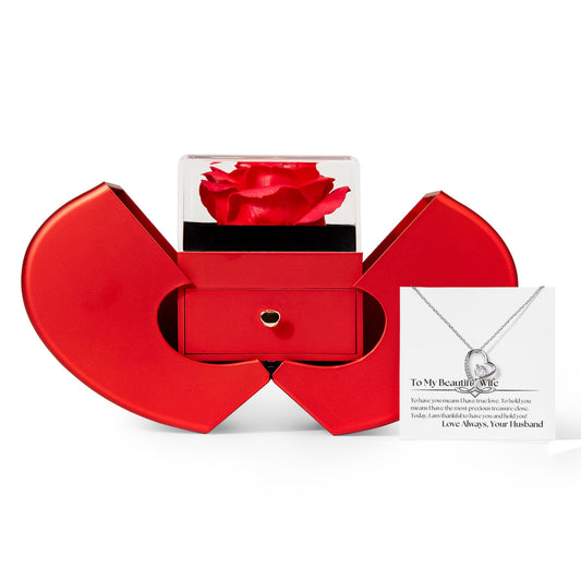 To My Beautiful Wife - Precious Treasure Forever Love Necklace & Gift Box
