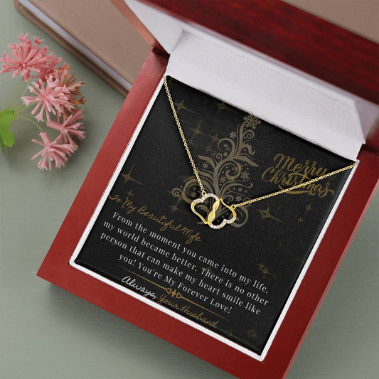 Solid 10K Gold Real Diamond Necklace, Everlasting Love Diamond Heart, Christmas Gift For Wife, Anniversary Gift For Wife, Birthday Gift For Wife
