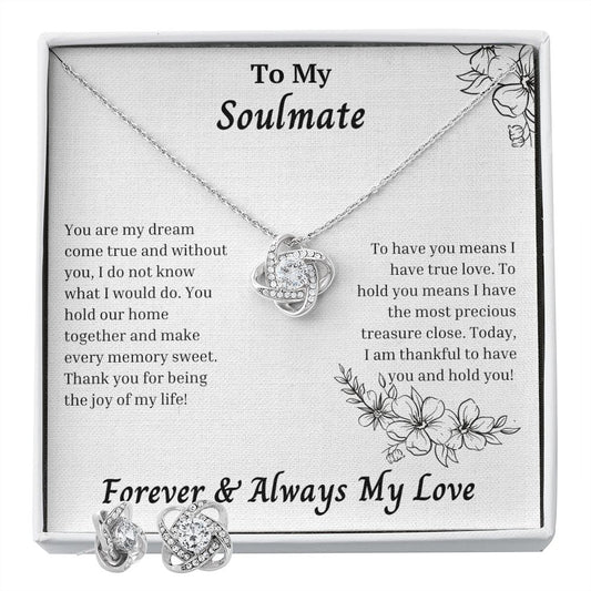 Soulmate - To Have You Means I Have True Love - Love Knot Necklace Set