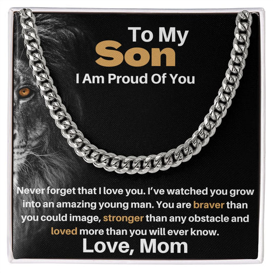 Son From Mom - Braver Stronger Loved - Cuban Link Chain