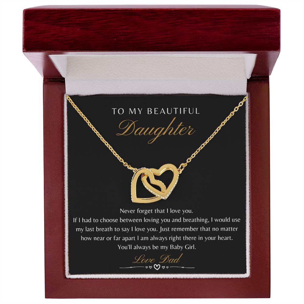 Daughter From Dad - Never Forget That I Love You - Interlocking Heart Necklace