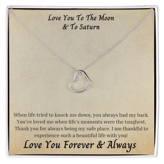 Love You To The Moon And To Saturn 008 Delicate Heart Necklace