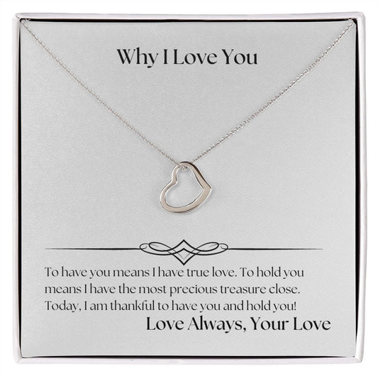 Why I Love You 001 Delicate Heart Necklace