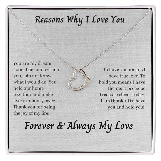 Reasons Why I Love You 006 Delicate Heart Necklace