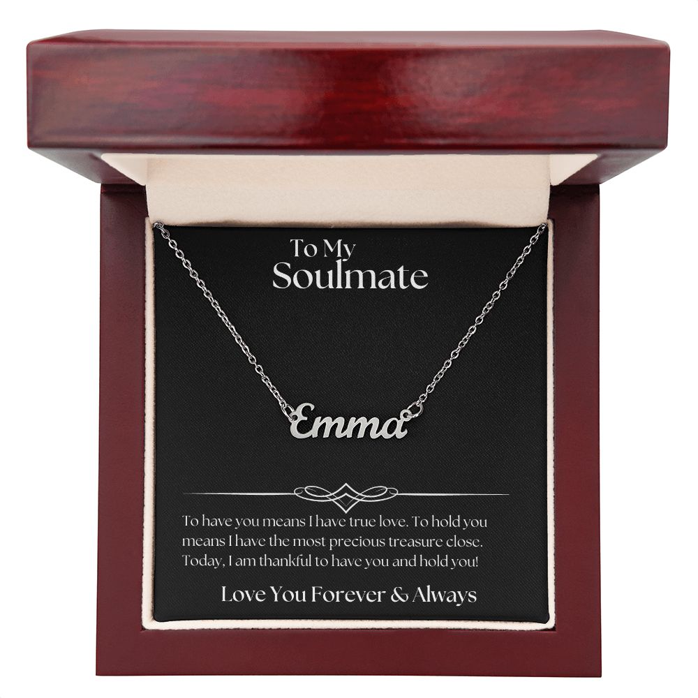 Soulmate - I Have True Love blk Personalized Name Necklace