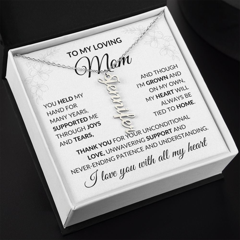 To My Loving Mom - Vertical Personalized Name Necklace