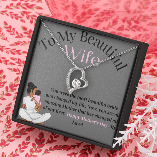 Happy Mother's Day To My Beautiful Wife Necklace, Mother's Day Gift For Wife, Wife Appreciation Necklace