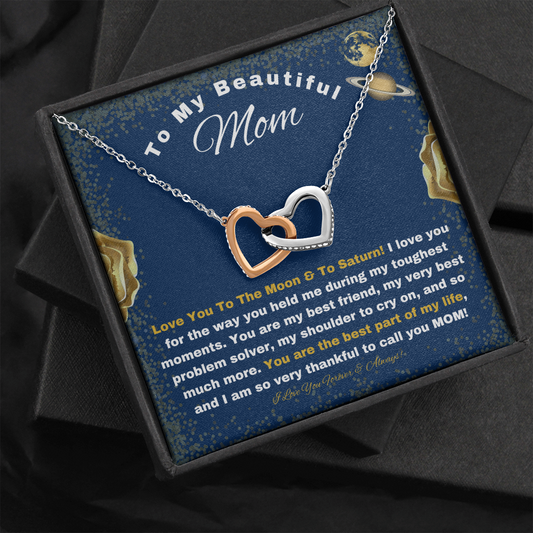 Love You To The Moon And To Saturn, Mother's Day Necklace, To My Beautiful Mom Necklace, Mothers Day Gift From Daughter, Mom Gift from Son