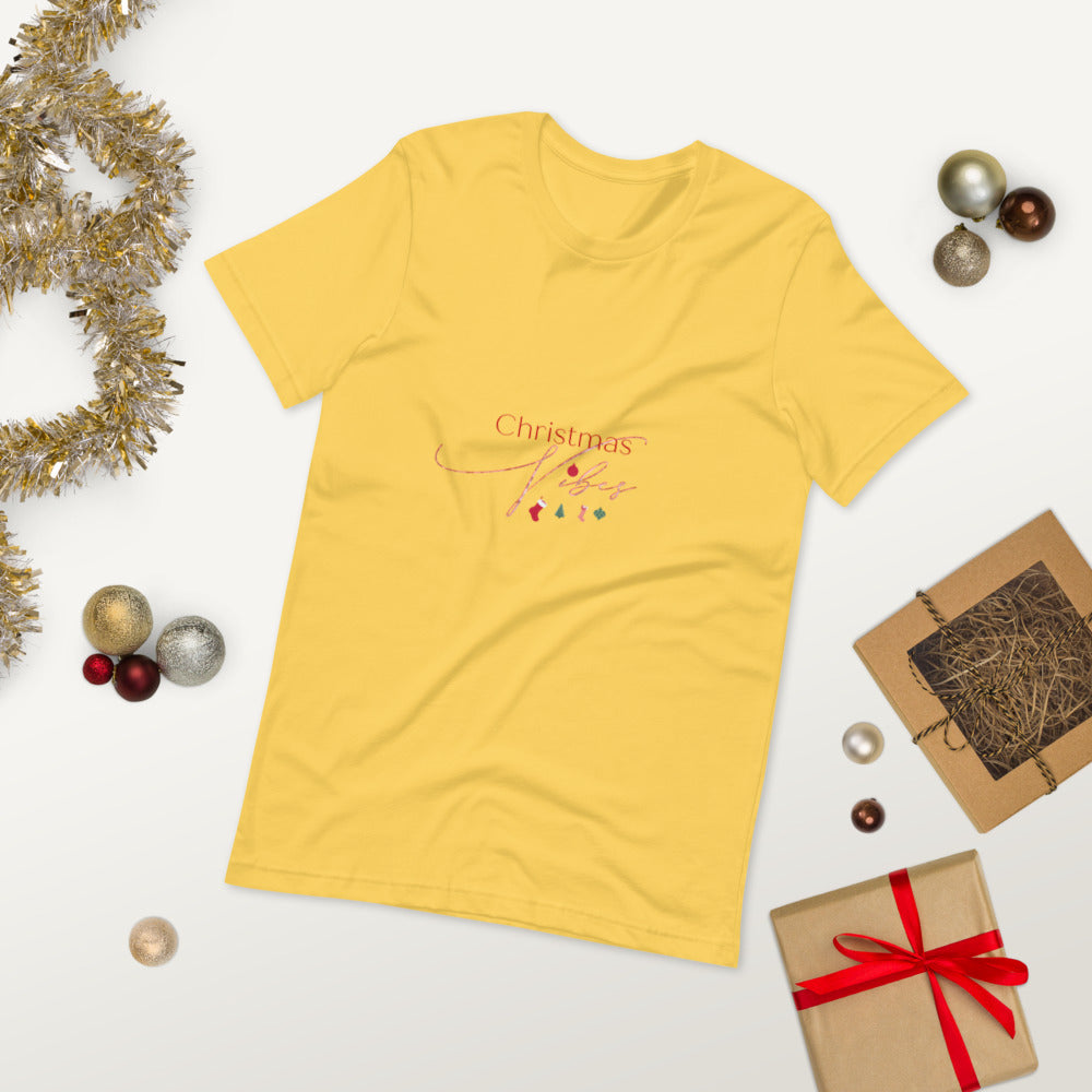 Christmas Vibes Short-Sleeve Unisex T-Shirt, Great Christmas Gift, Gift For Christmas, Holiday Season, Good Vibes, Holiday Fun, Christmas Sweater, Christmas, Holiday Vibes