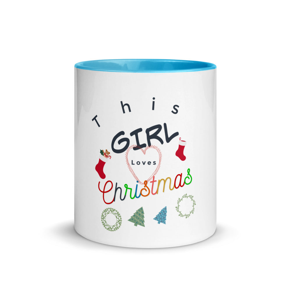 This Girl Loves Christmas Mug with Color Inside, Gift For Her, Christmas Gift