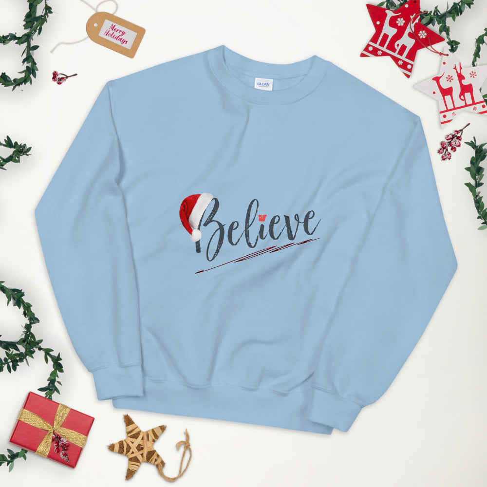 Believe Christmas Sweater, Women’s Christmas Shirt, Cute Women’s Christmas Shirt, Gift For Her, Christmas Party Shirt, Women’s Christmas Top, Holiday Tee