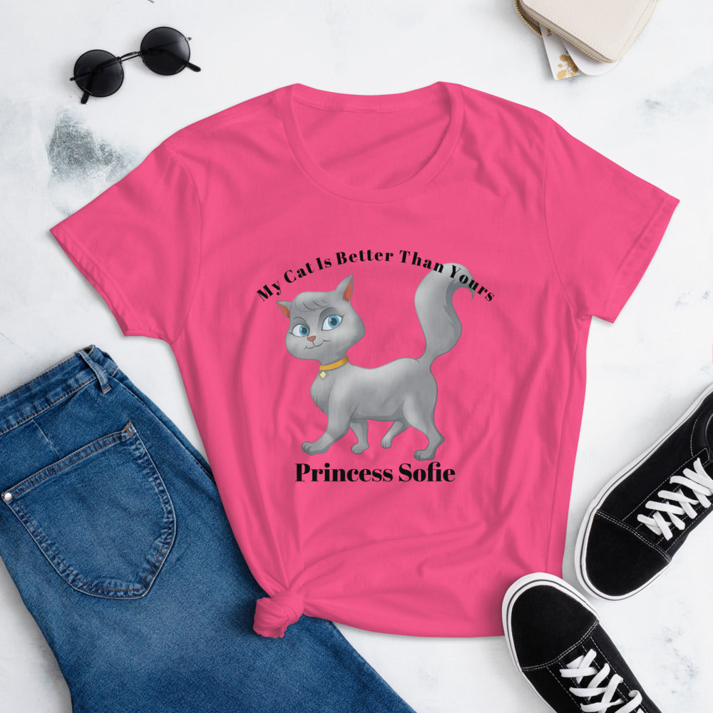 Personalized Tshirt, Cat Tshirt, Cat Lady Tshirt, Funny Cat Tee, Women's short sleeve t-shirt
